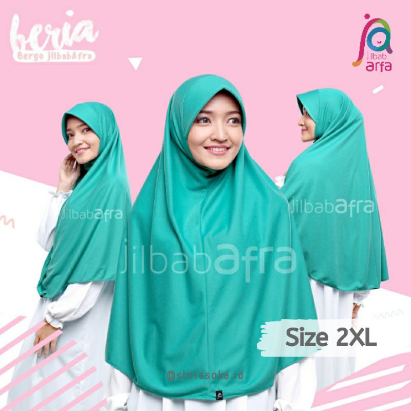 Jilbab Afra ( Jilbab Arfa ) Bergo Beria Pet Standar Size 2XL Jilbab Instan Bahan Kaos Adem &amp; Lembut