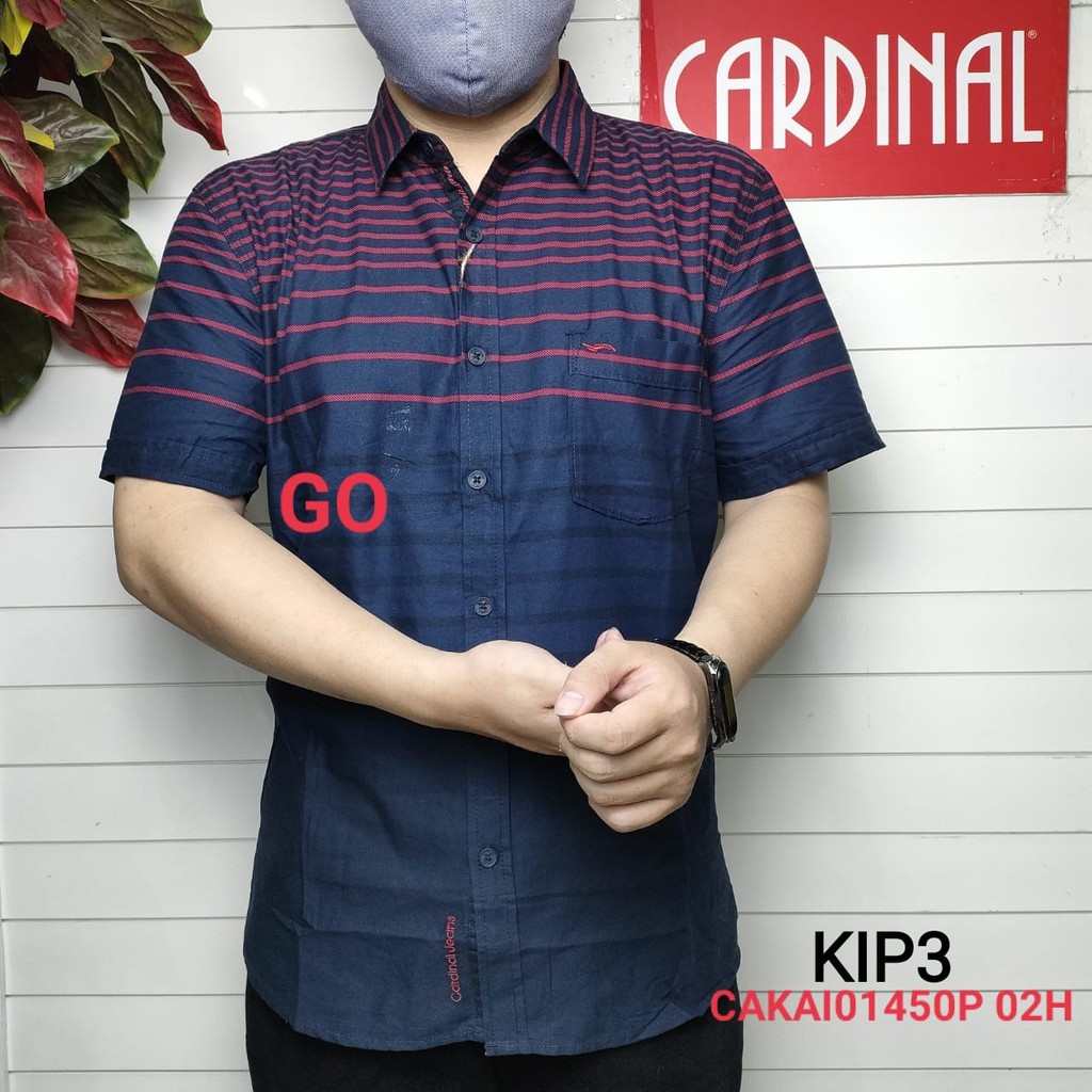 BB CRT CARDINAL KEMEJA CASUAL Hem Pria Baju Pendek Pakaian Cowok