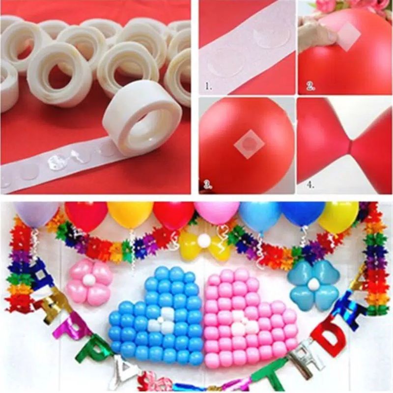 LEM BALON 1 Roll  Balloon Glue Dot Perekat ke Dinding Atap  Ulang Tahun Natal Christmas