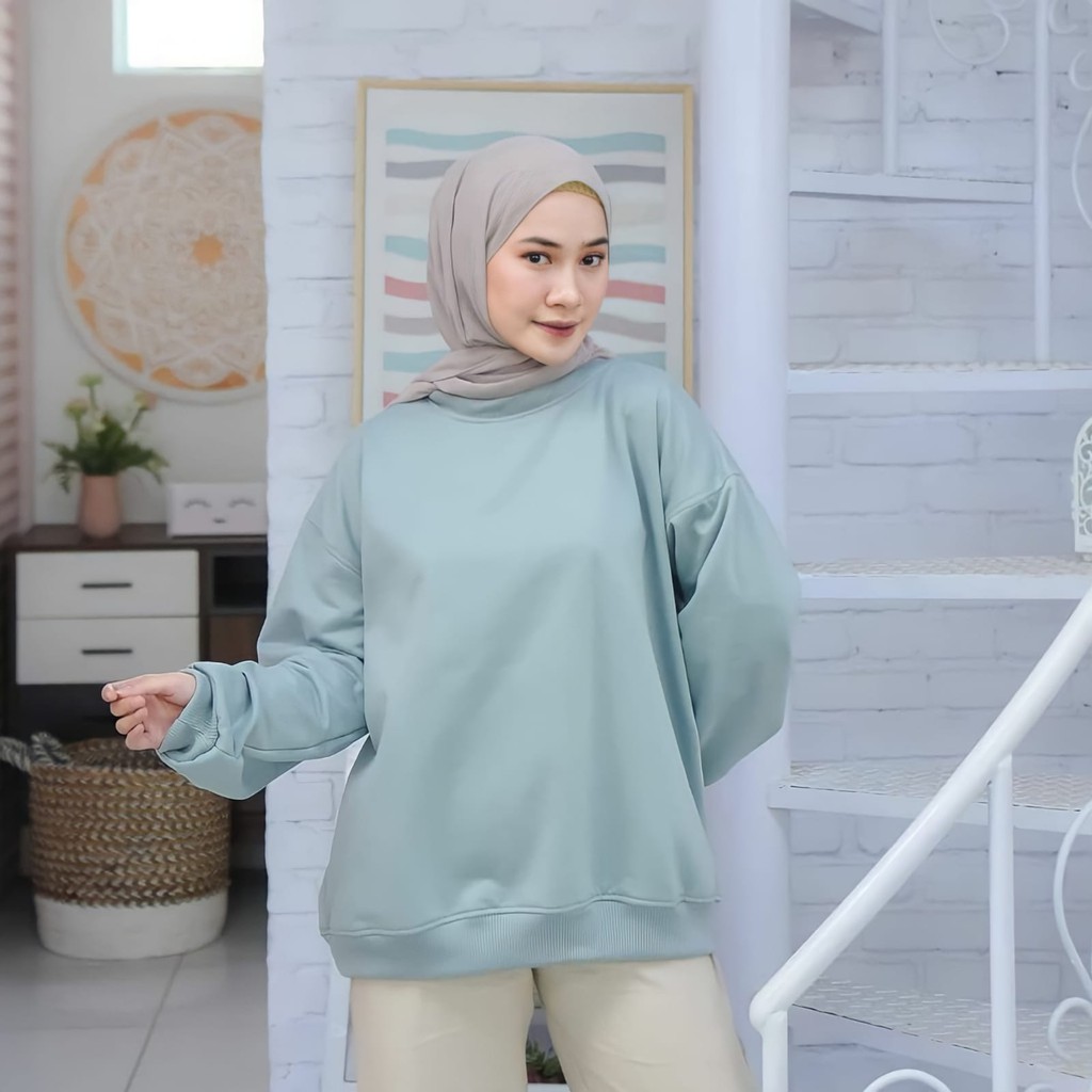 Sweater Crewneck Polos Pria Wanita Fleece Cotton