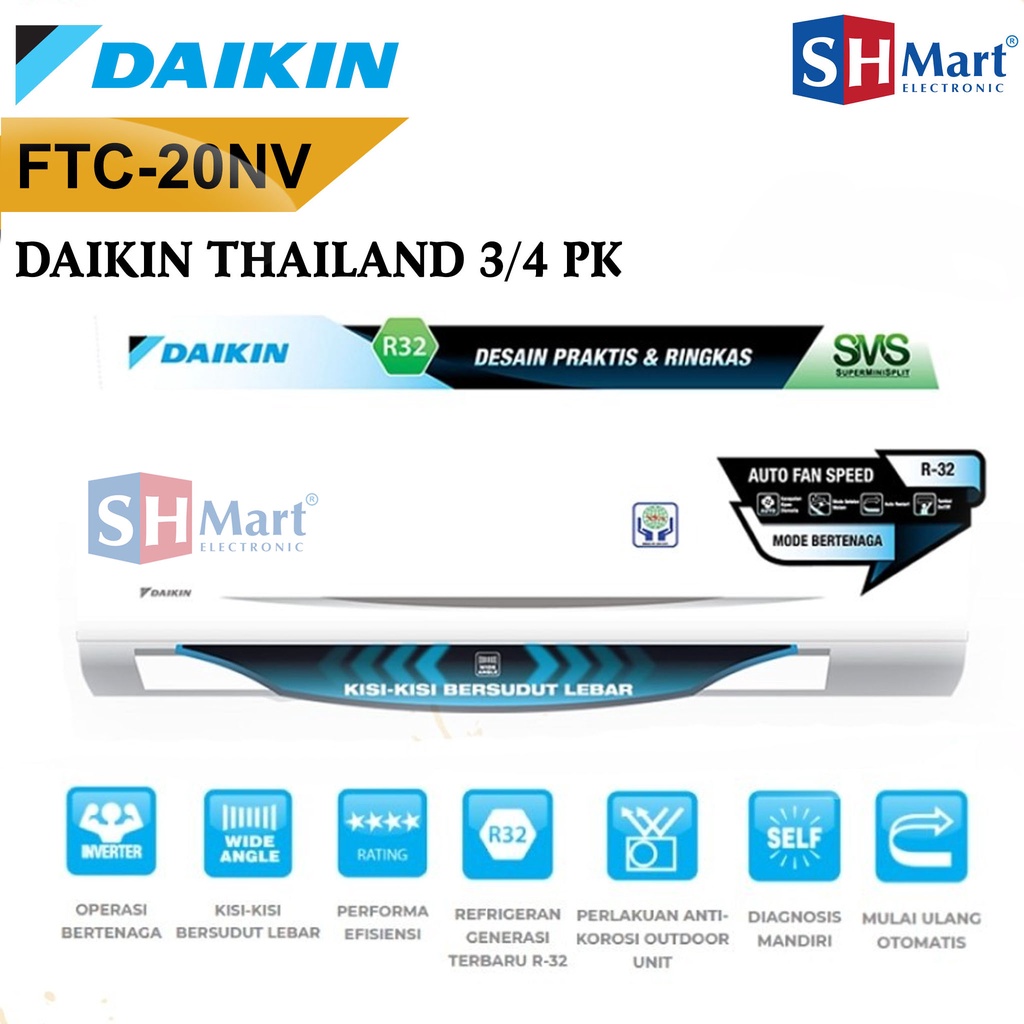 AC DAIKIN 3/4 PK THAILAND FTC-20NV FTC 20NV GARANSI RESMI (MEDAN)