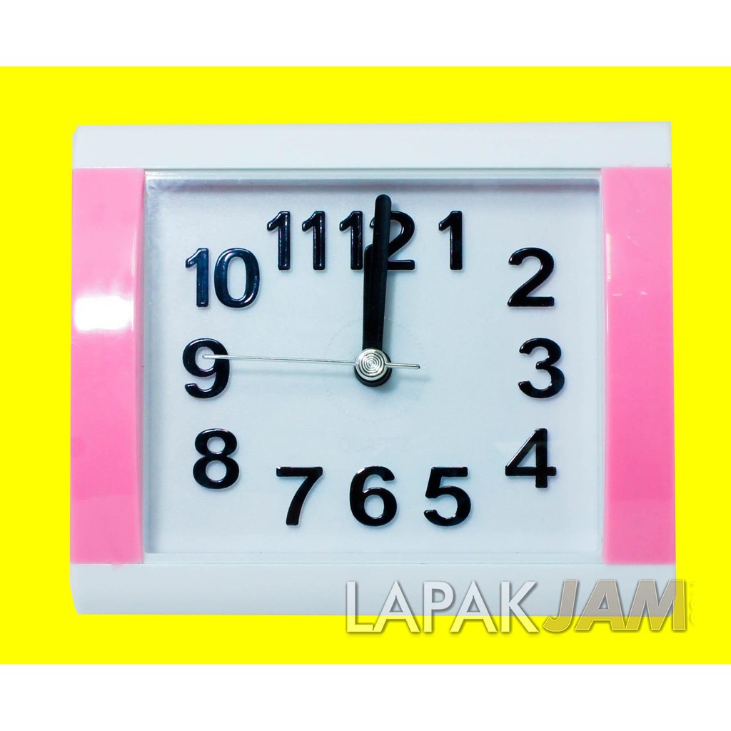 Jam Weker Kotak Polos Warna Pink Biru Unik Bagus MurahSweep Movement Esa K47A
