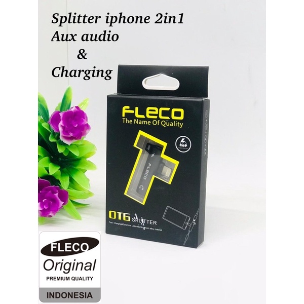 fleco Adapter Splitter Lightning Ke Jack Audio Aux 3.5mm 12mini 11Pro XsMax X Xr 7 8Plus