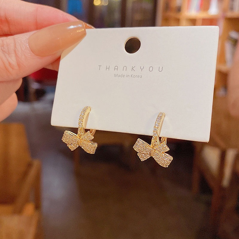 Anting Tusuk Sterling silver 925 Desain Pita Hias Kristal Zircon Mewah Berkilau Untuk Wanita
