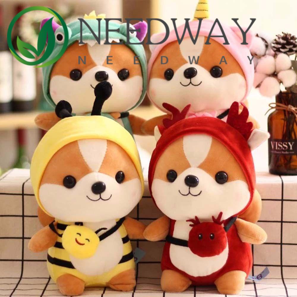 Needway  Mutable Corgi Chai Pillow Birthday Gift Dinosaur Plush Toy Shiba Inu Plush Toy Bee Cute Children's Doll Elk Animal Send Female Squirrel Doll/Multicolor