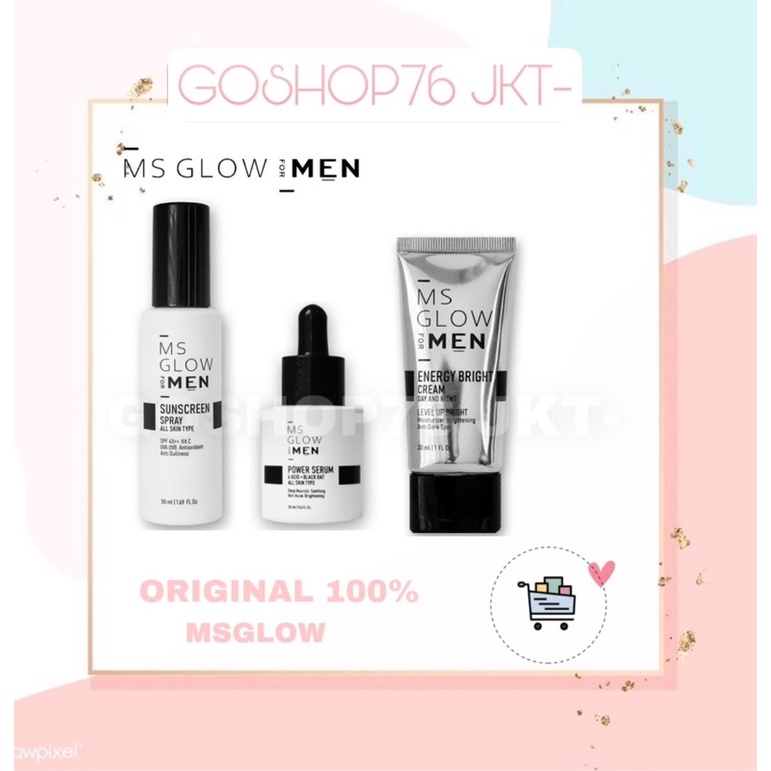 PAKET CREAM PRIA MS GLOW FOR MEN ORIGINAL 3IN1 ( Pembersih Wajah Pria )