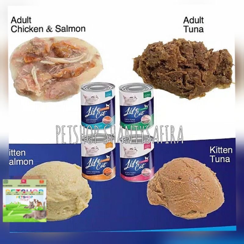 MAKANAN KUCING BASAH TER-BEST SELLER LIFECAT LIFE CAT KALENG 400 GR WET FOOD KITTEN / ADULT