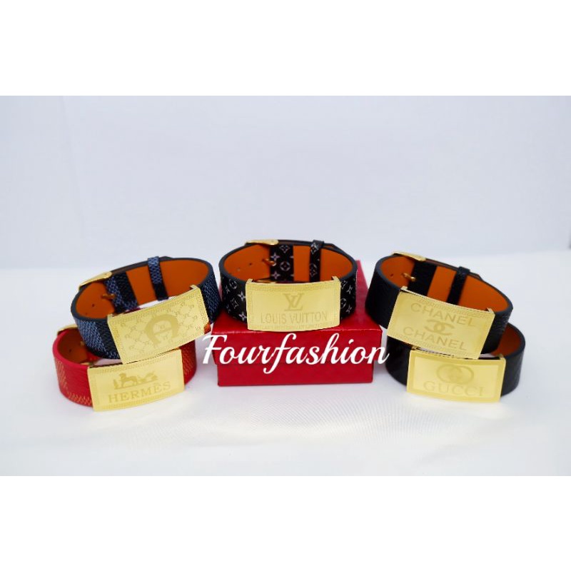 FF Gelang Jam Kulit Lebar 2CM Titanium Premium Limited