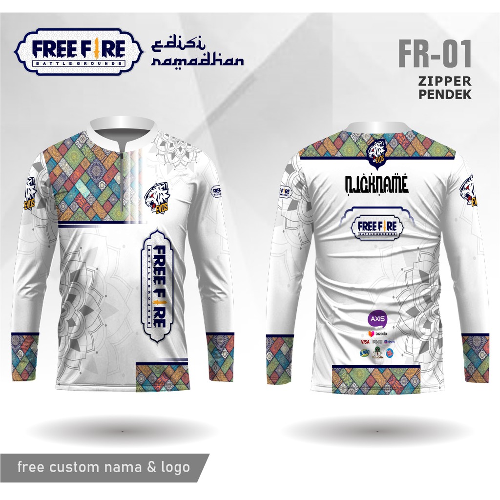 Jersey kaos game free fire evos desain baju lengan panjang