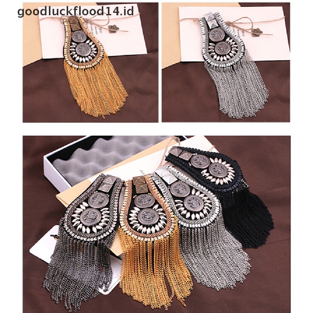 [OOID] 1pc Tassel Chain Shoulder Board Badges Epaulet Epaulette Military Pin on Brooch ID