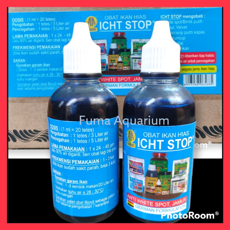 Icht Stop 75ml Obat Ikan Hias Anti White spot,Anti Jamur Obat Biru German Formulation