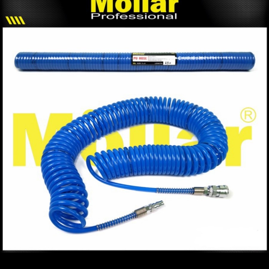 SELANG KOMPRESOR SPIRAL MOLLAR RECOIL HOSE 12 METER LENGKAP COUPLER