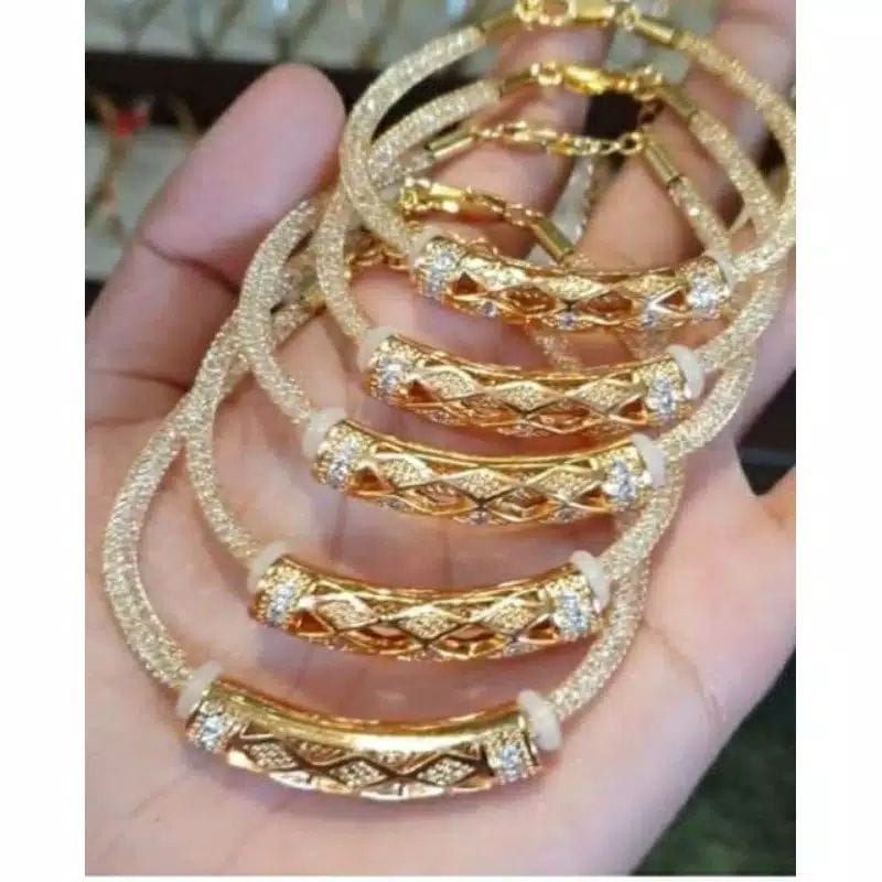 Gelang Tali kawat gelang tali emas swarovski Gelang tangan wanita Huruf