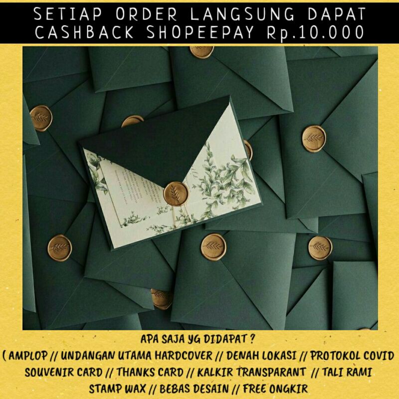 

WEDDING INVITATION SINGLE HARDCOVER + AMPLOP JASMINE MURAH