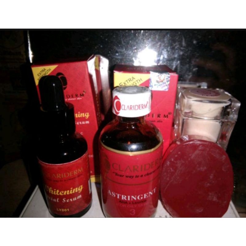 PAKET CLARIDEM SUPER 5IN 1 ( cream s/m + sbn batang + serum + toner alkohol) pkt klaridem super 5in 