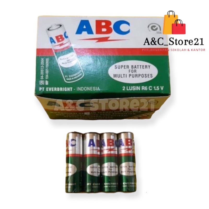 BATERAI ABC HIJAU SIZE AA / BATERAI JAM DINDING