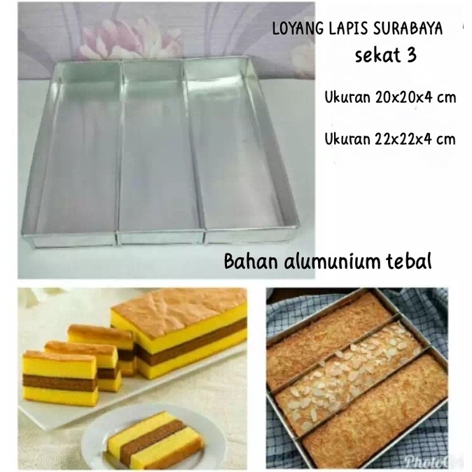 LOYANG LAPIS SURABAYA SEKAT 3 / LOYANG KUE SPIKU ukuran 20x30x4 cm/22x30x4 cm