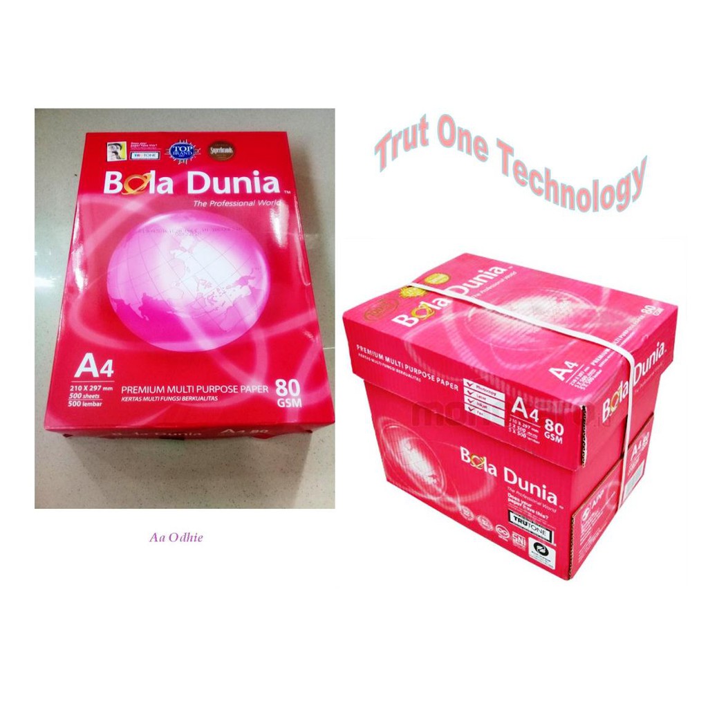 

Kertas HVS Putih A4 80 Gsm Rim 500 Lembar - Bola Dunia