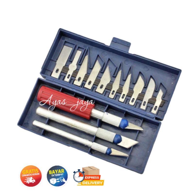 

pisau craf/Set 3 in 1 Crafting Art Knife Pisau Ukir Plus 3 Handle/pisau DIY/pisau ukir