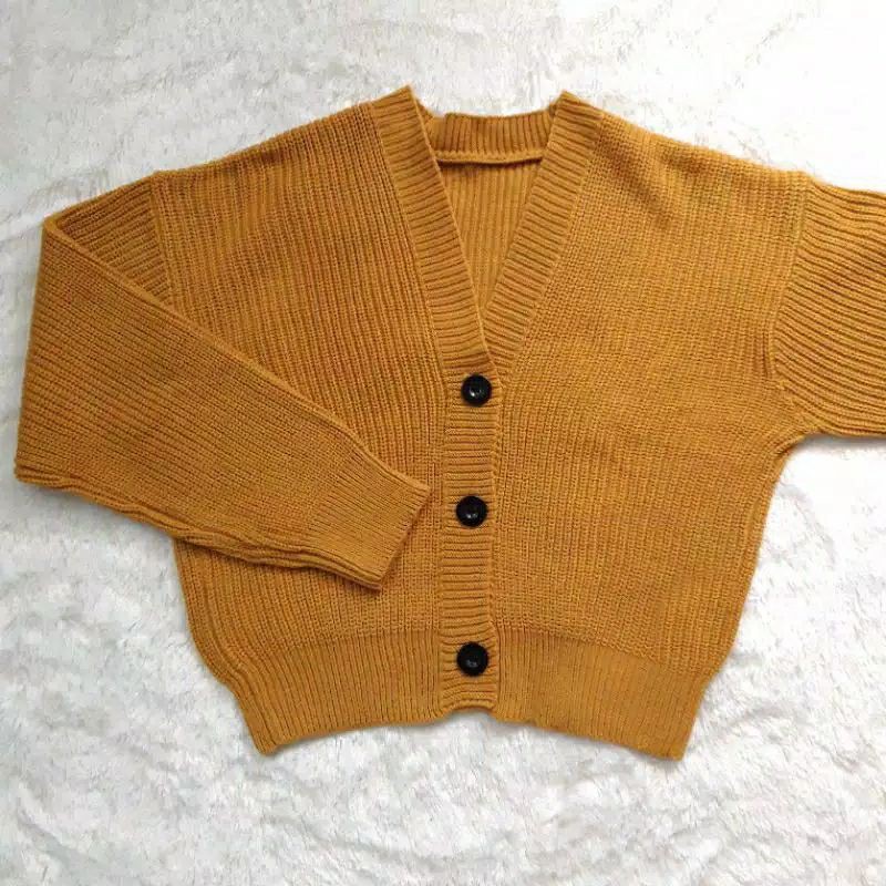 Eireen Premium Cardigan | Kardigan Premium Rajut Wanita | Olivia-Mustard