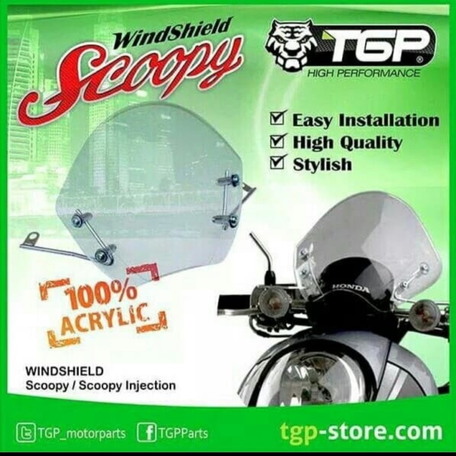 Windshield Scoopy TGP Visor Scopy Fino TGP Winsil Aksesoris Variasi Motor Honda Sparepart Scoopy TGP