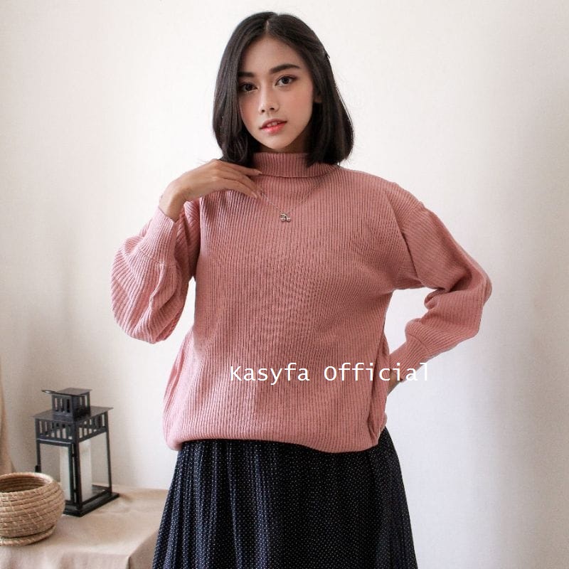 BOXY BLOUSE RAJUT LENGAN BALON // BAYONE SWEATER RAJUT