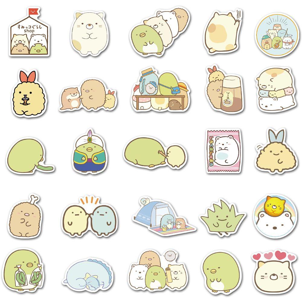 Agustina Sumikko Gurashi Tahan Air Kawaii Decals Self-Adhesive Stationery Stiker Ponsel Dekorasi Graffiti Stiker