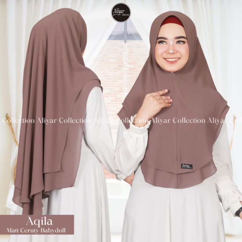 HIJAB SYARI DUA LAYER~AQILA~ CERUTY BABYDOLL PREMIUM--->ALIYAR BY AWLIYA(ORI)