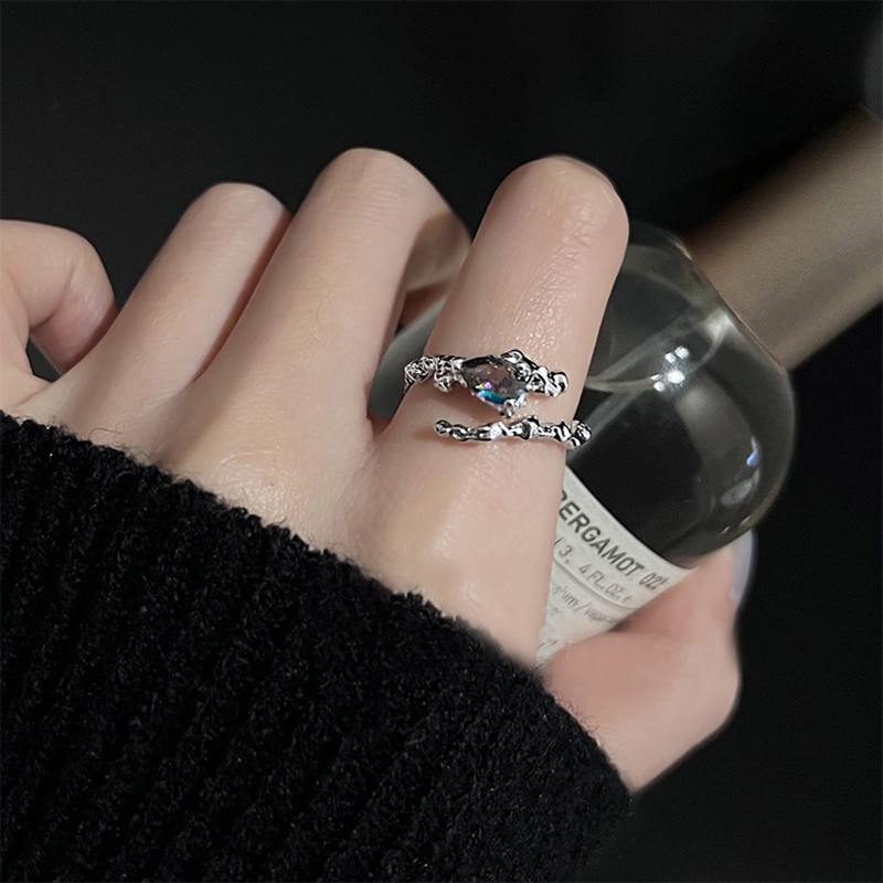 3pcs / Set Cincin Silver Model Terbuka Desain Ranting Hias Kristal Untuk Wanita