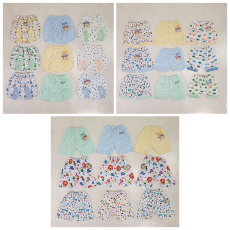 Celana Bayi SAFFENDA Baby|Pendek Pop Rib 3 Pcs