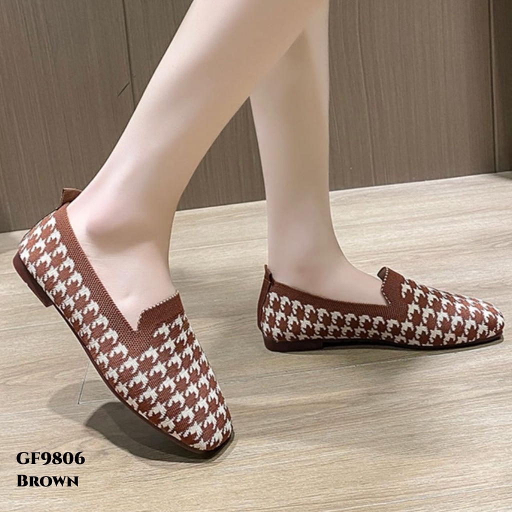 PRF Sepatu Flat shoes knit Fabric Casual Ladies GF9806