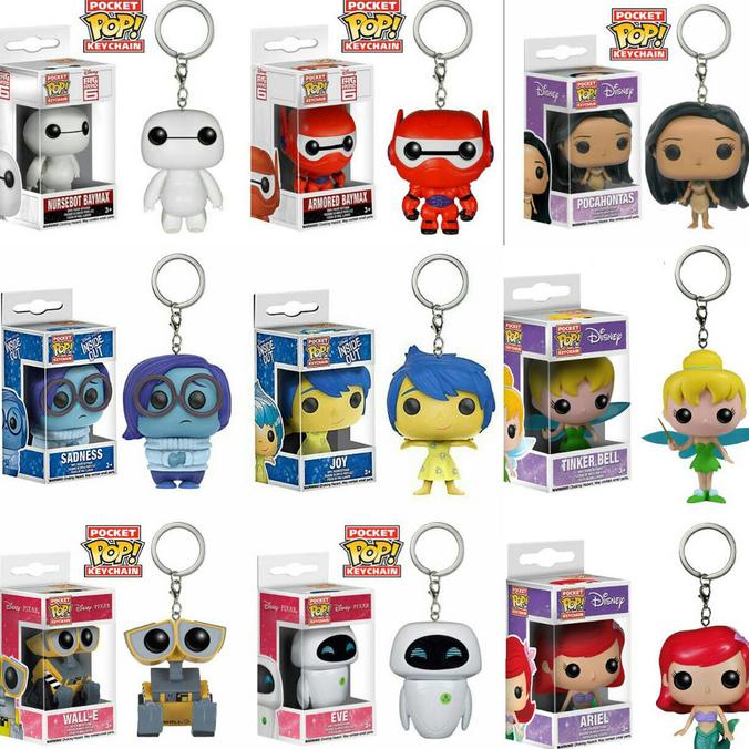 Spesial Funko Pop Keychain Mix (Disney, Baymax, Insideout, Pocahontas, Ariel)