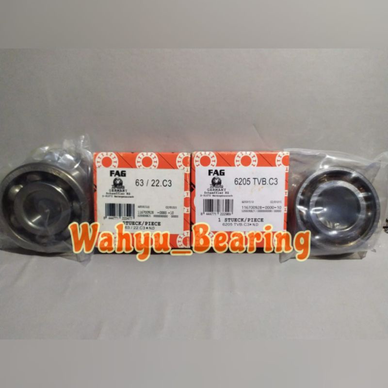 ball bearing set semi high speed 63/22 C3 FAG + 6205 TVB C3 FAG ( fiber ) kruk as Ninja 150 R/RR
