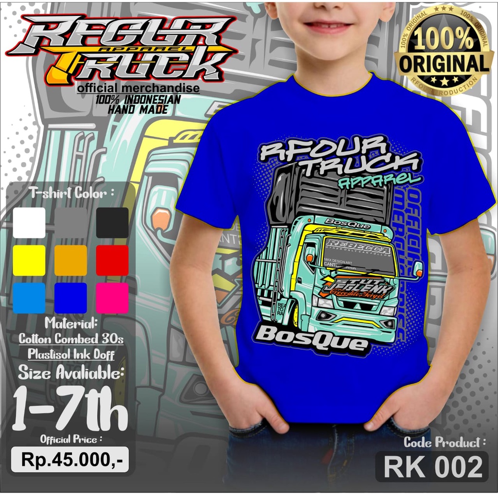 Kaos truck anak RFOUR terbaru Kaos anak karakter truck kaos anak gambar truck Grosir kaos truck anak