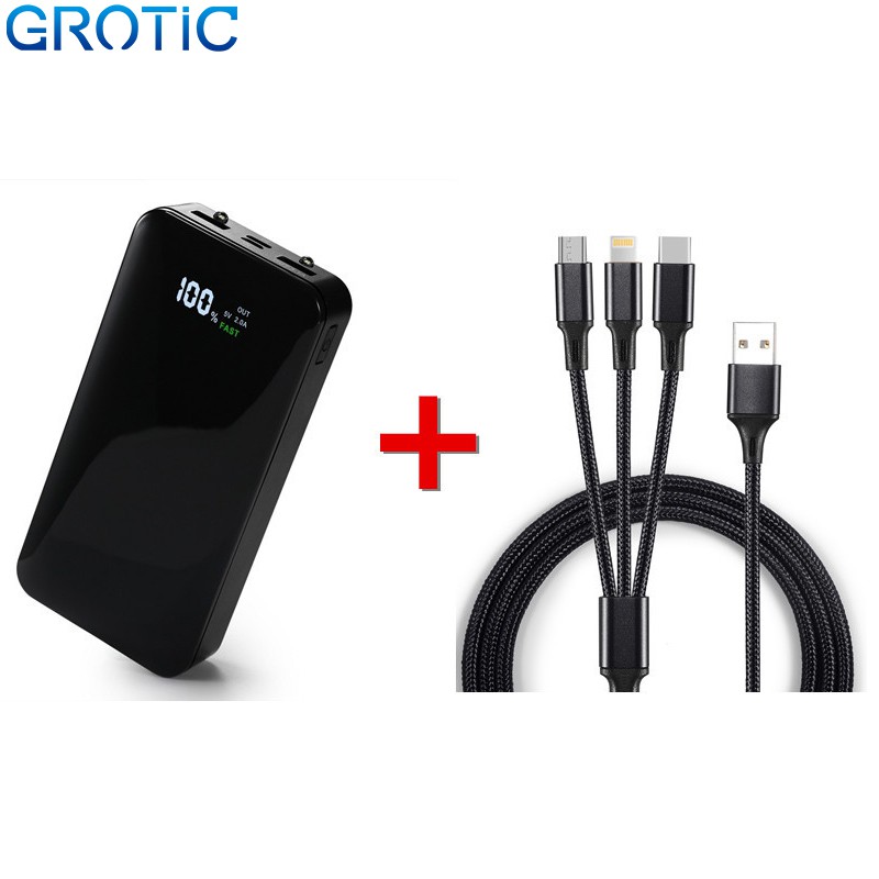 

GROTIC Powerbank 20000mAh 3.1A Fast Charging (GYF20) + Kabel Charge 3 in 1