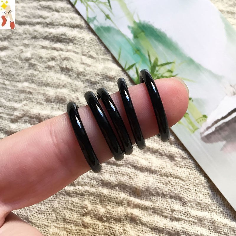 Set Cincin Warna Hitam Gaya Harajuku Korea Untuk Aksesoris