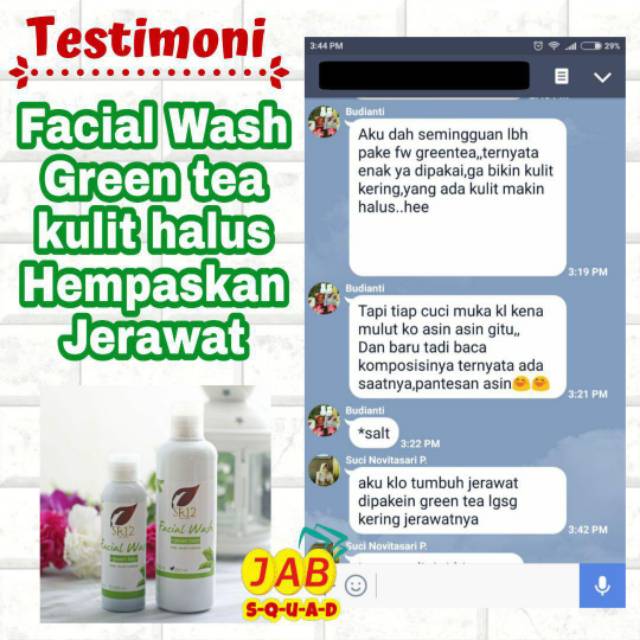 Facial Wash Green Tea SR12 Sabun Cair Sabun Muka Herbal Pembersih Wajah Kulit Berminyak Jerawat