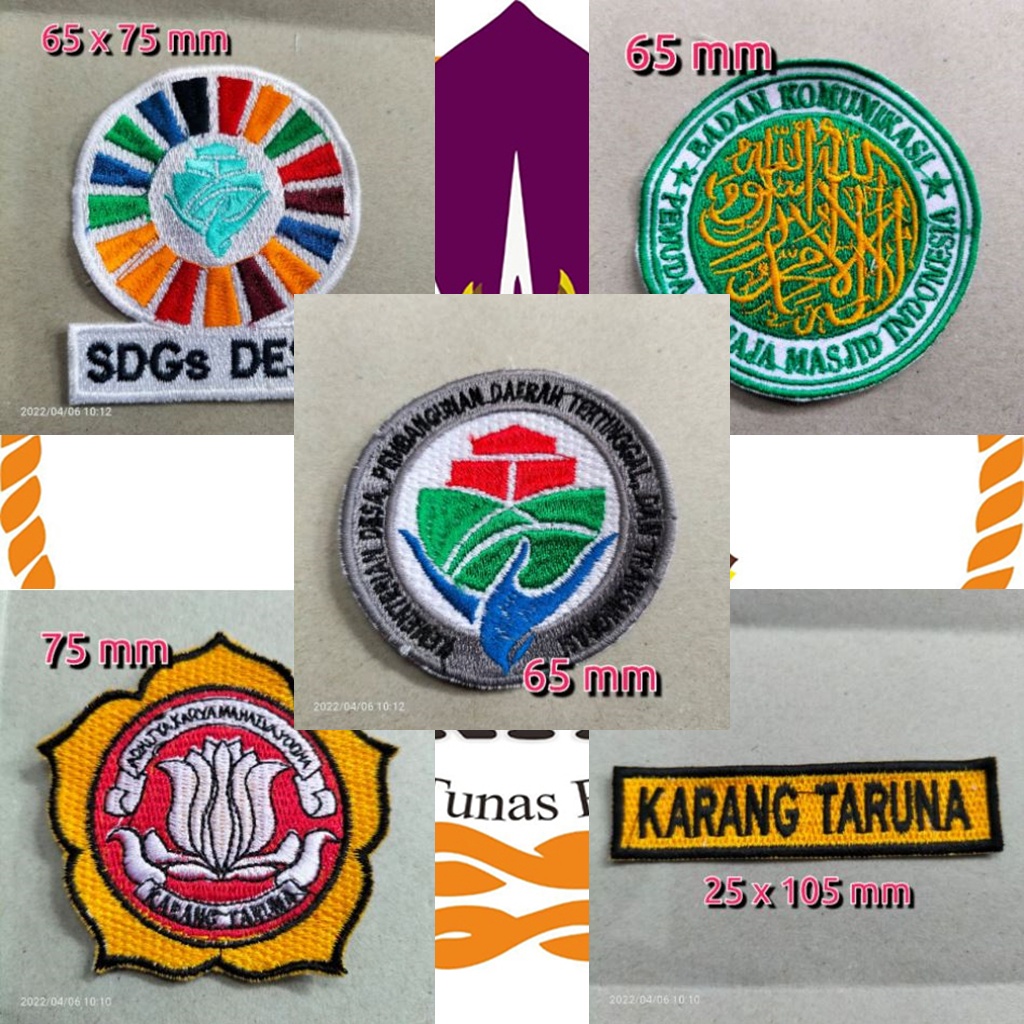 Badge Bed Bet Bordir Logo Kemendes SDGs bkprmi Karang Taruna Kementerian Desa Bordir