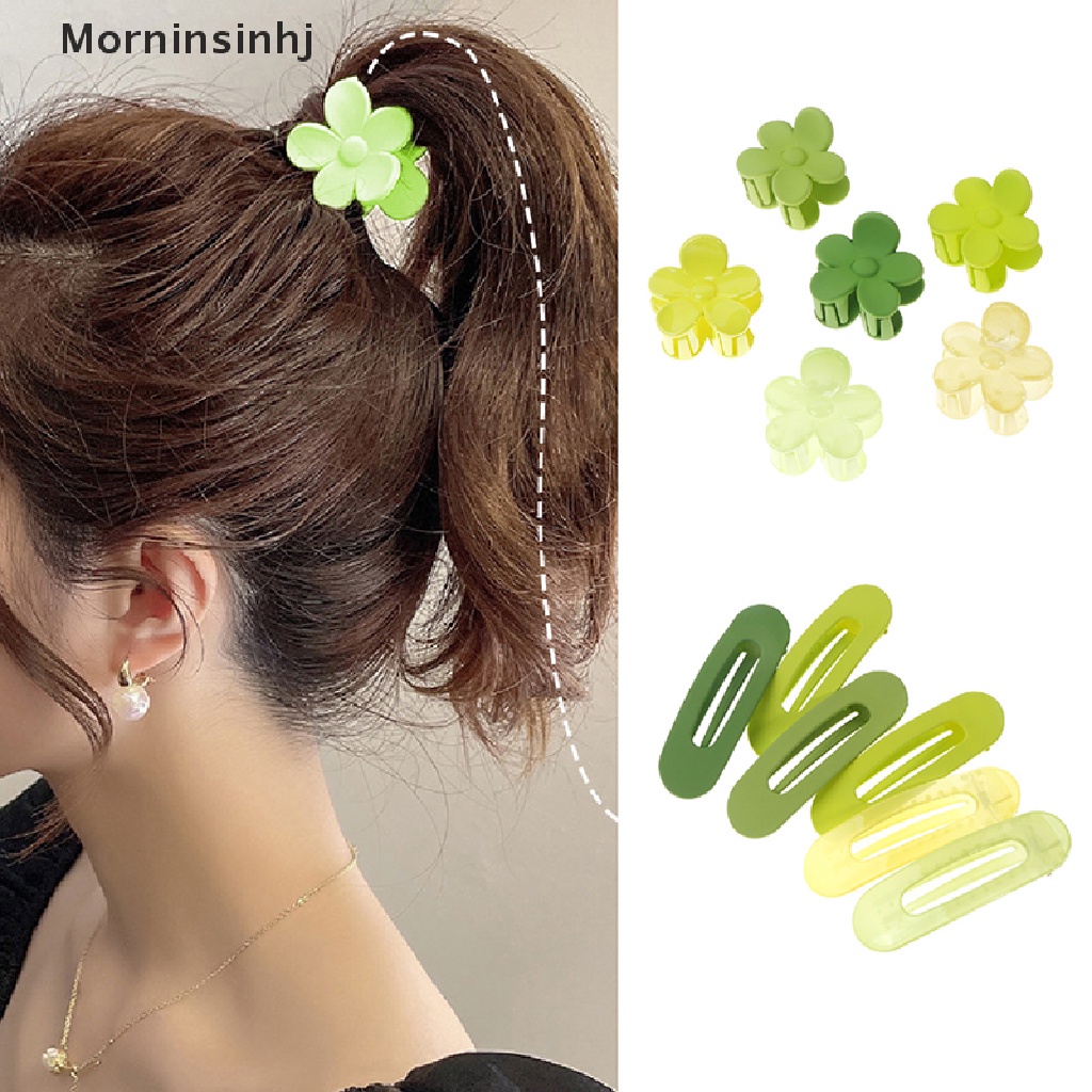 Mornin Jepit Rambut Besar Green Hair Barrette Side Flower Clip Duckbill Clip Makeup Clip id