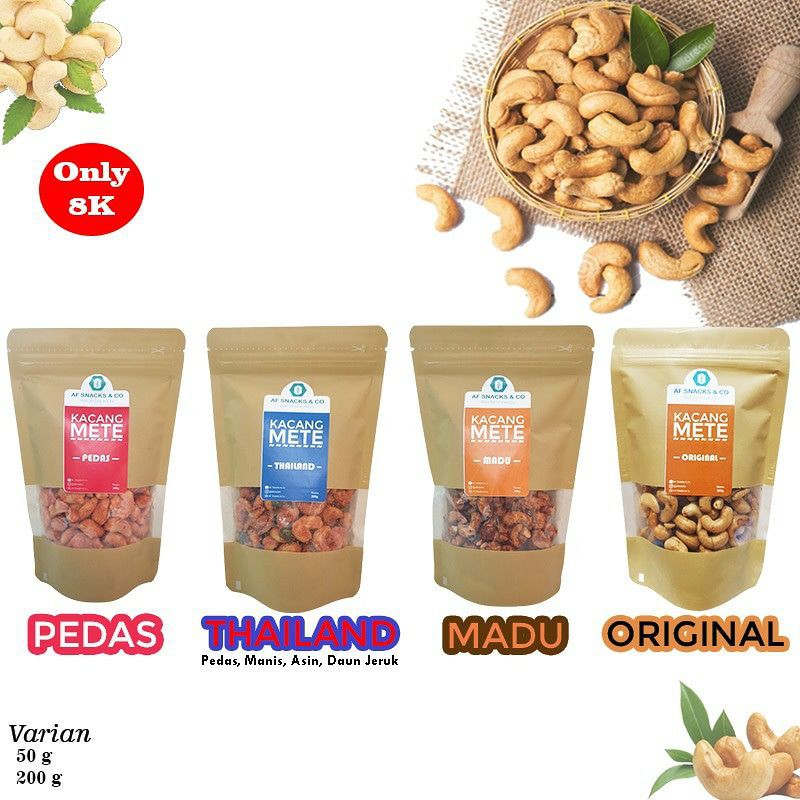 

Kacang Mente 200gr Banyak Varian Rasa Mete Mede Madu, Pedas, Pedas Manis, Bawang Original