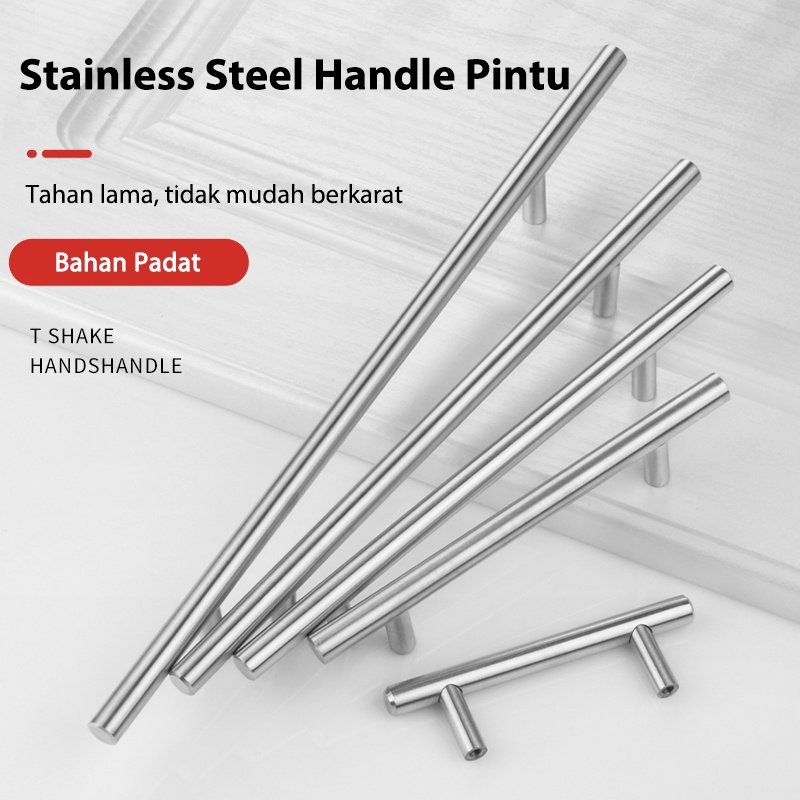 COD❤️Stainless Steel Handle Pintu Lemari Minimalis Tarikan Berbentuk T Pegangan Berongga Pegangan Laci Perabotan Pintu Kaca Tebal