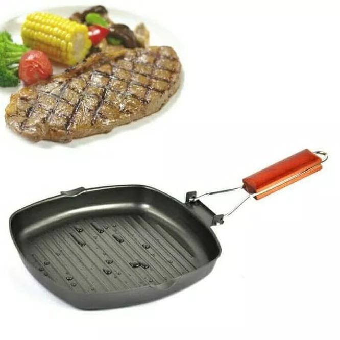 Square Grill Pan Teflon Wajan BBQ Bakaran Sate Serbaguna