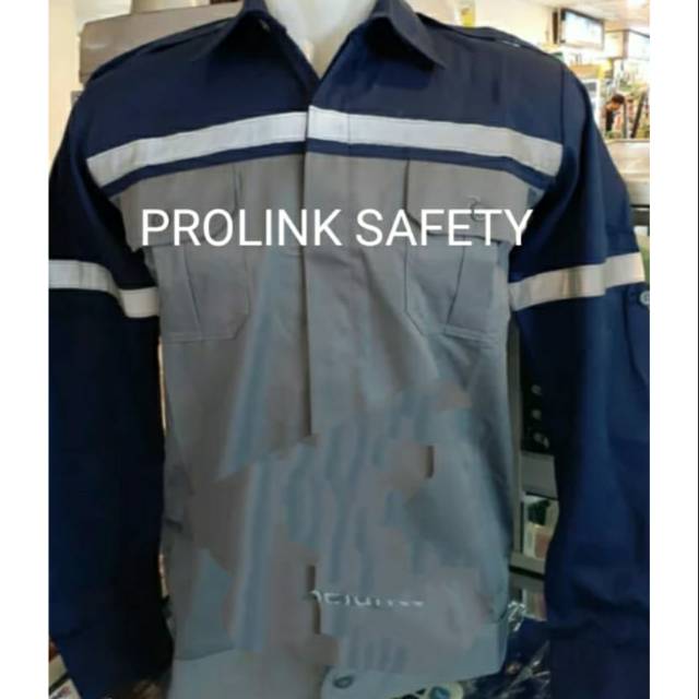 SERAGAM BAJU SAFETY ABU ABU KOMBINASI DONGKER RESLETING