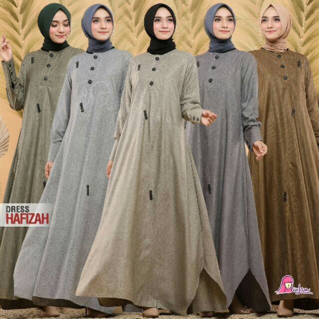 Dress Muslim HAFIZAH | MiuLan | Baju Muslim Gamis Pakaian Gaun Wanita Perempuan Muslim