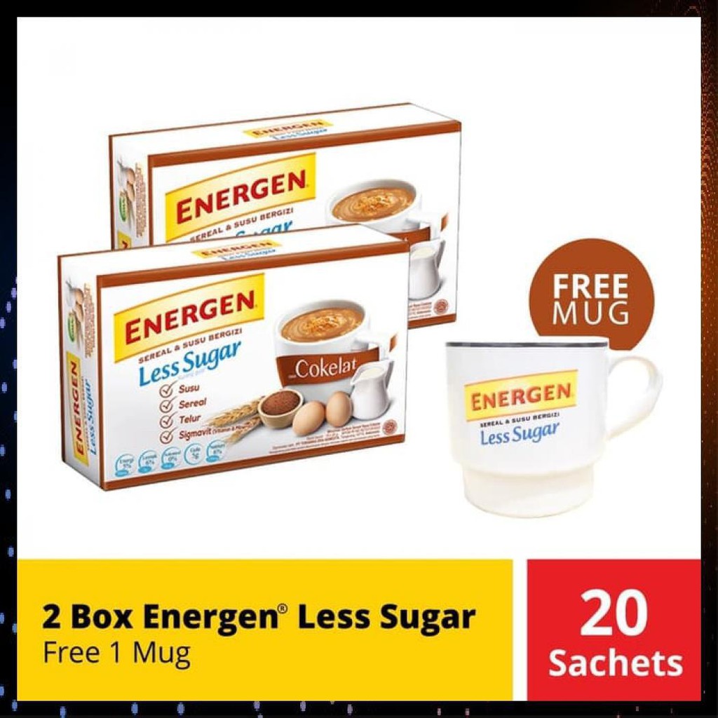 

2 BOX ENERGEN LESS SUGAR FREE 1 MUG