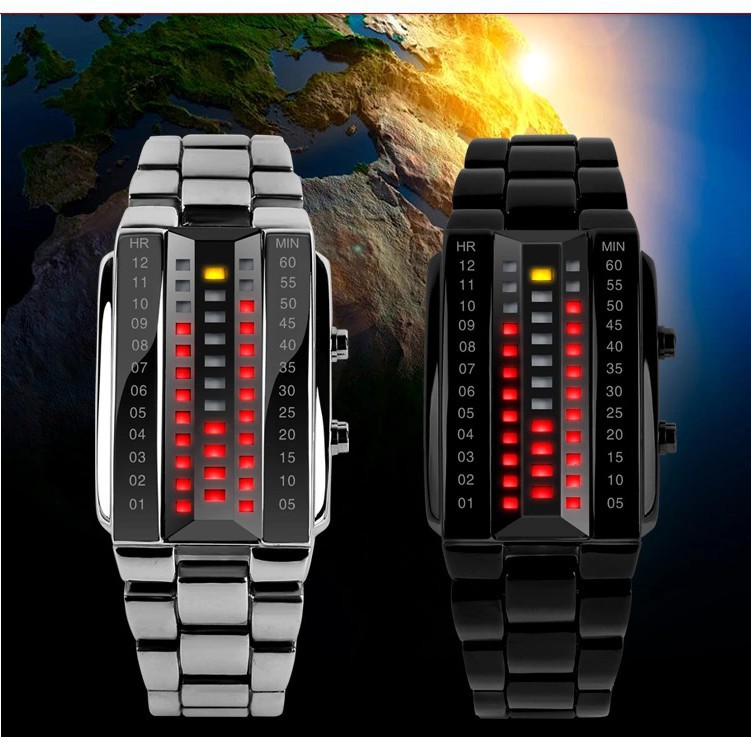 ▪︎C-VINSTORE▪︎Jam Tangan Rantai Stainless Digital LED Binary Watch SKMEI 1013 ORIGINAL