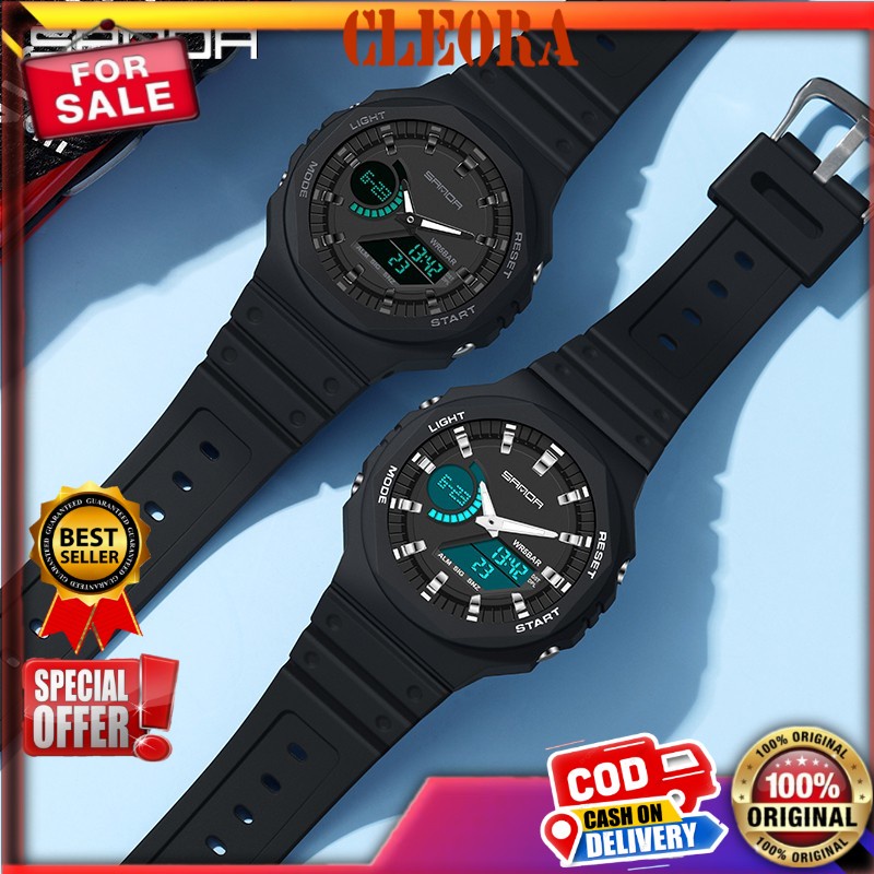 Jam Tangan Pria Wanita SANDA Original Digital Sport EL Backlight Tali Rubber Anti air Terbaru Arloji