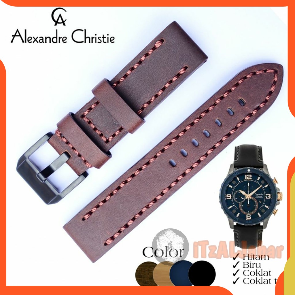 Tali jam tangan Alexandre christie 6505 kulit Asli Leather strap