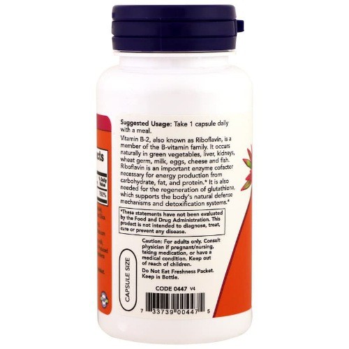 Now Foods  Vit B2 100 mg 100 Cap ORI USA Vitamin B2 un Sumber Energi Now Food B2 Now B2 100