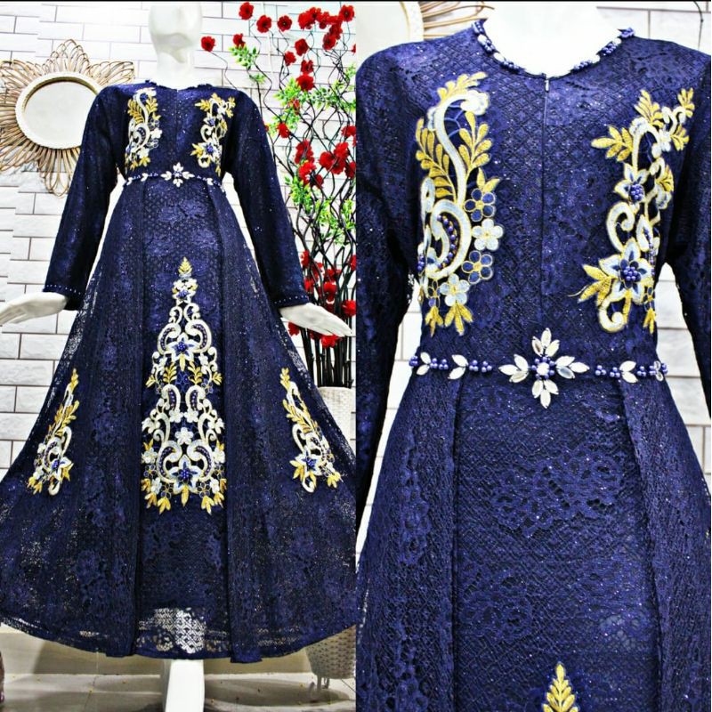 (COD)GAMIS BROKAT BORDIR/GAMIS PESTA MEWAH
